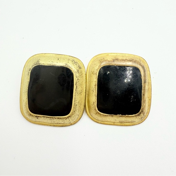 Vintage Gold Enamel Designer Earrings - Picture 3 of 5
